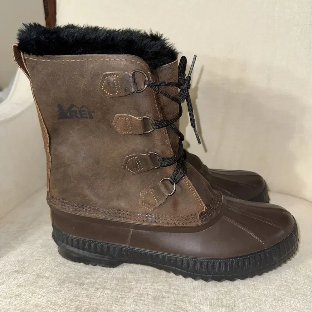 REI Sorel Badger Men Leather Waterproof Winter Insulated Snow Boots Canada Sz 10